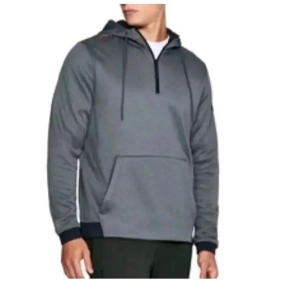 Under Armour Hoodie Gray 1/4 Zip Drawstring Long Sleeve Men Size 3XL - Picture 1 of 13
